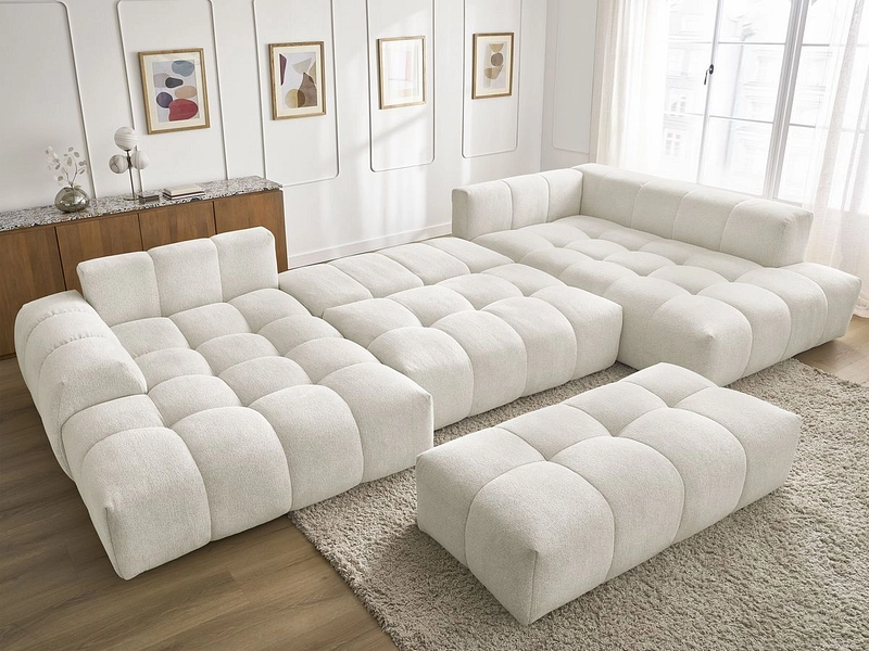Divano ad angolo panoramico con pouf BOBOCHIC EVEREST