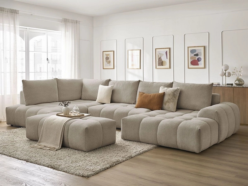 Divano ad angolo panoramico con pouf BOBOCHIC EVEREST