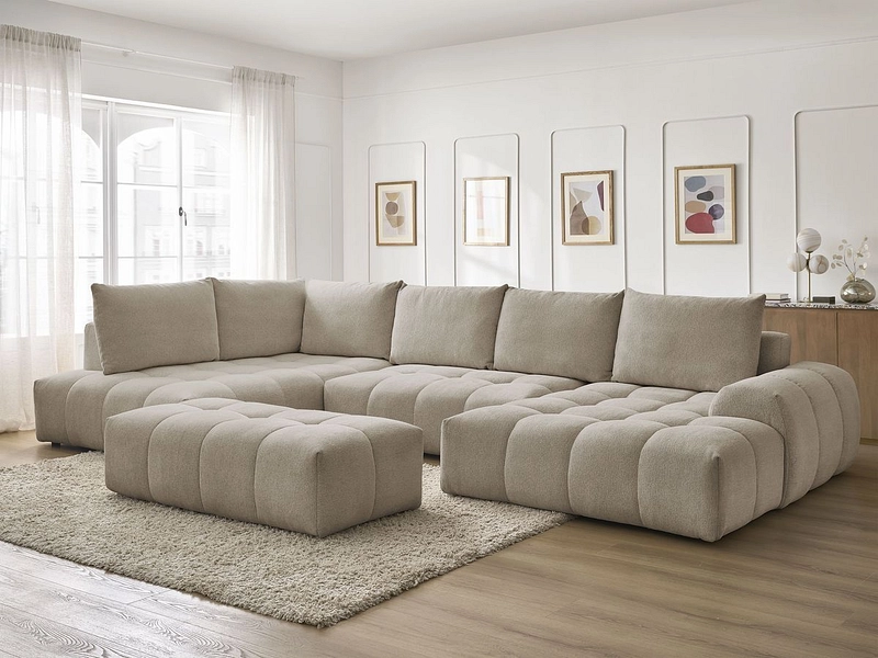 Divano ad angolo panoramico con pouf BOBOCHIC EVEREST
