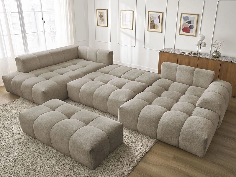 Divano ad angolo panoramico con pouf BOBOCHIC EVEREST