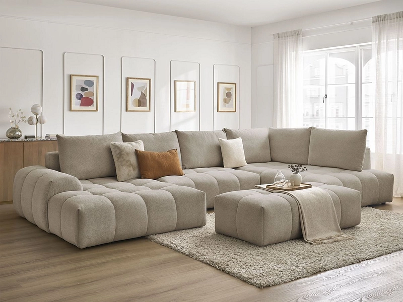 Canapé d'angle panoramique avec pouf BOBOCHIC EVEREST