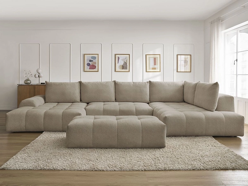 Canapé d'angle panoramique avec pouf BOBOCHIC EVEREST