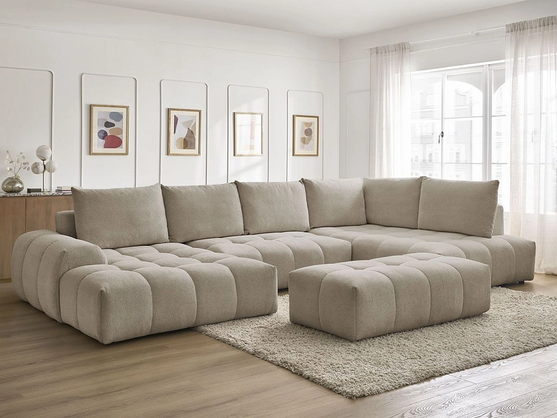 Canapé d'angle panoramique avec pouf BOBOCHIC EVEREST