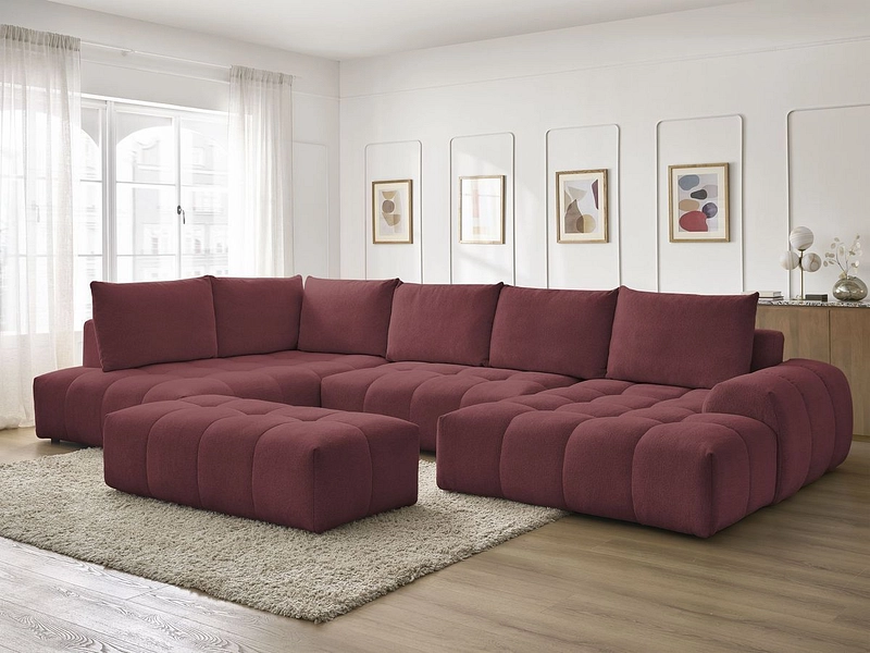 Canapé d'angle panoramique avec pouf BOBOCHIC EVEREST