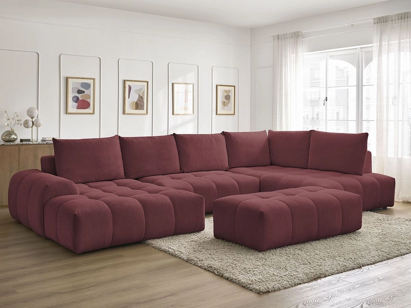 Canapé d'angle panoramique avec pouf BOBOCHIC EVEREST