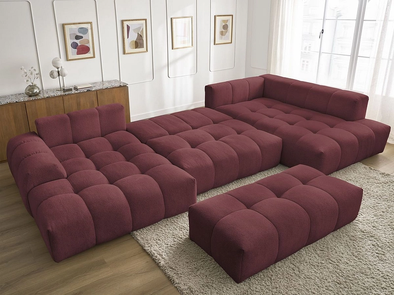 Canapé d'angle panoramique avec pouf BOBOCHIC EVEREST