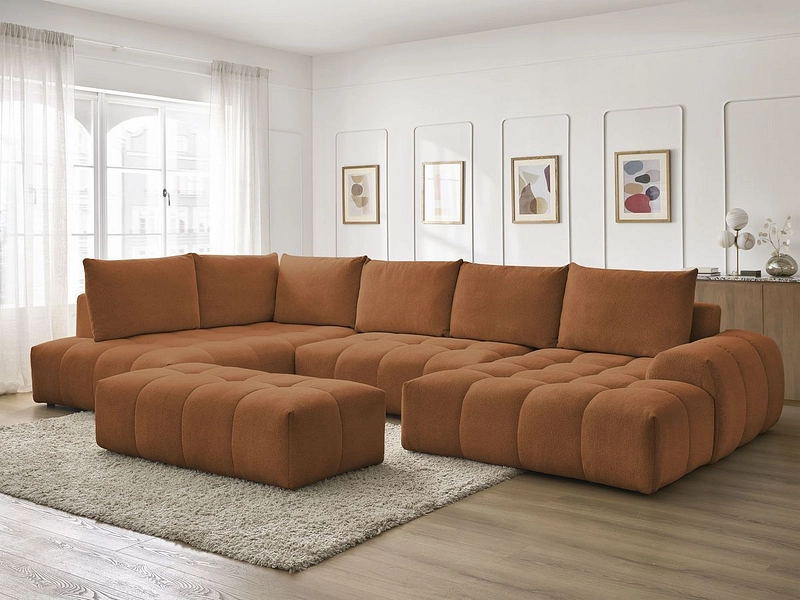 Canapé d'angle panoramique avec pouf BOBOCHIC EVEREST