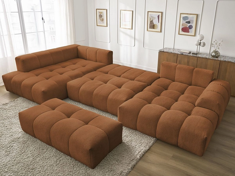 Canapé d'angle panoramique avec pouf BOBOCHIC EVEREST