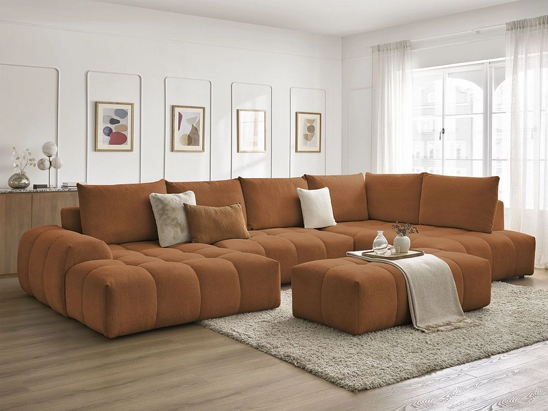 Canapé d'angle panoramique avec pouf BOBOCHIC EVEREST