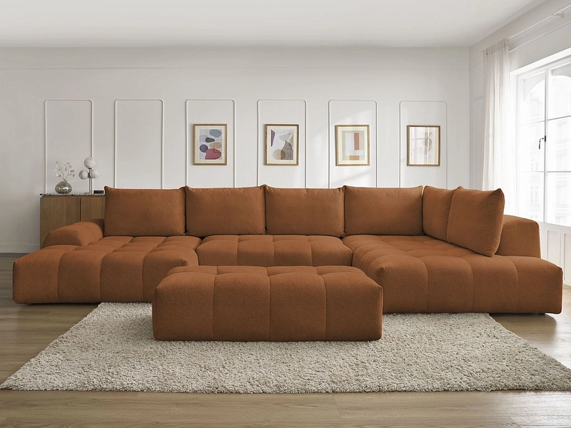 Canapé d'angle panoramique avec pouf BOBOCHIC EVEREST