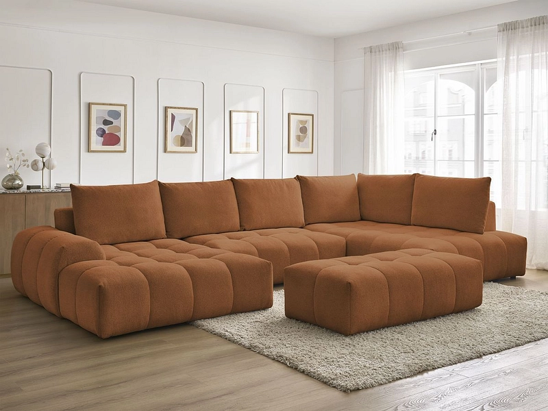 Canapé d'angle panoramique avec pouf BOBOCHIC EVEREST