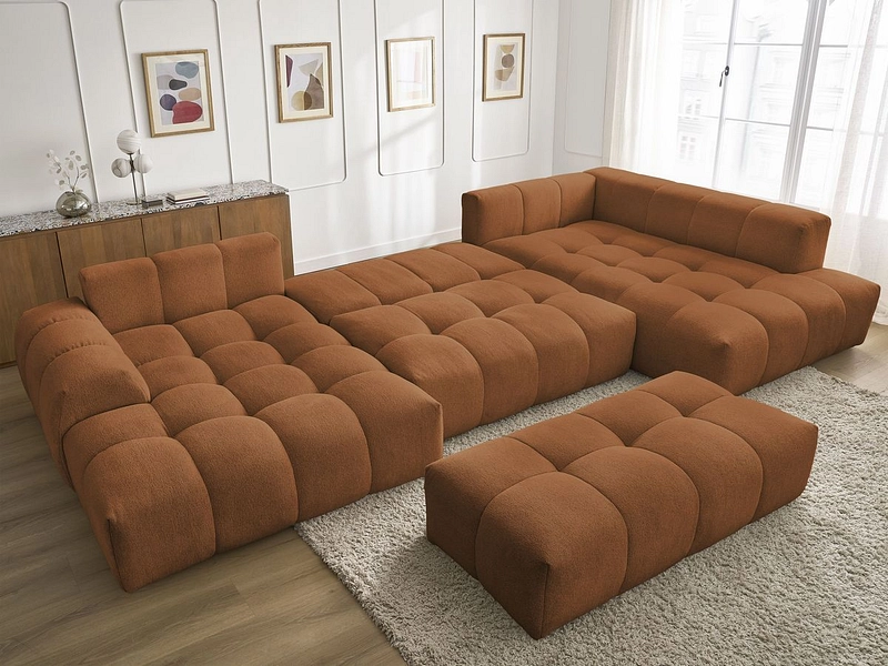 Canapé d'angle panoramique avec pouf BOBOCHIC EVEREST