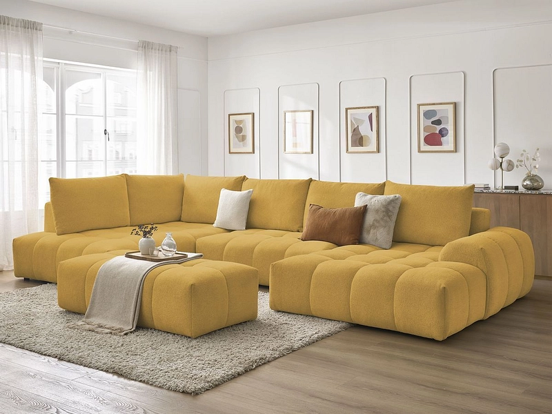 Canapé d'angle panoramique avec pouf BOBOCHIC EVEREST