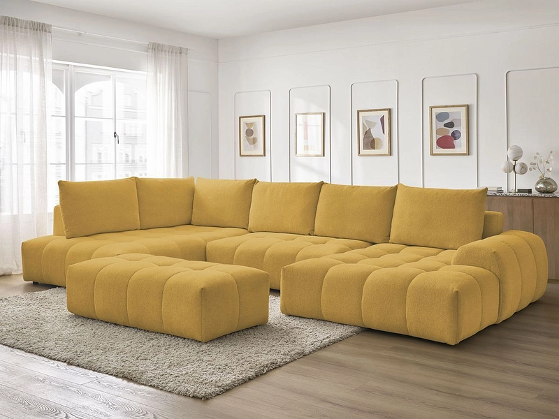 Canapé d'angle panoramique avec pouf BOBOCHIC EVEREST