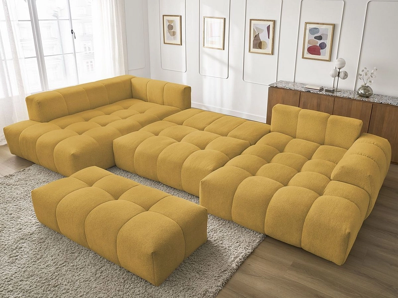 Canapé d'angle panoramique avec pouf BOBOCHIC EVEREST