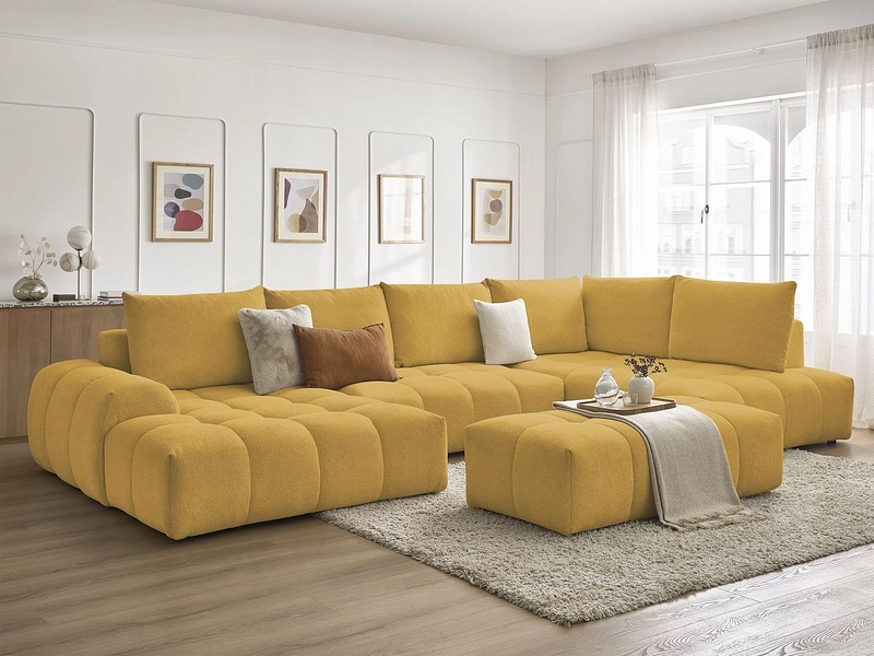 Canapé d'angle panoramique avec pouf BOBOCHIC EVEREST