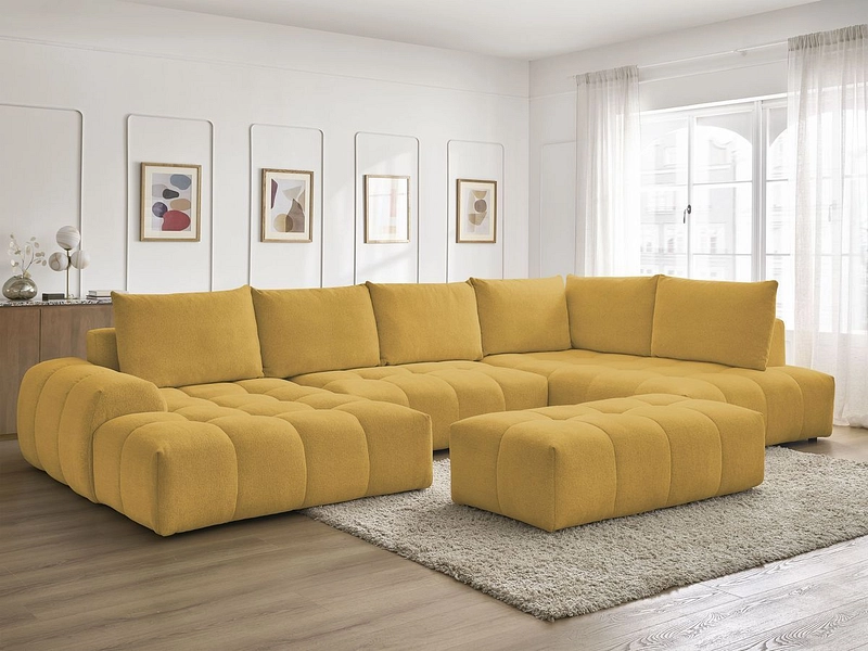 Canapé d'angle panoramique avec pouf BOBOCHIC EVEREST