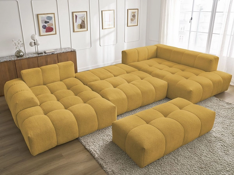 Canapé d'angle panoramique avec pouf BOBOCHIC EVEREST