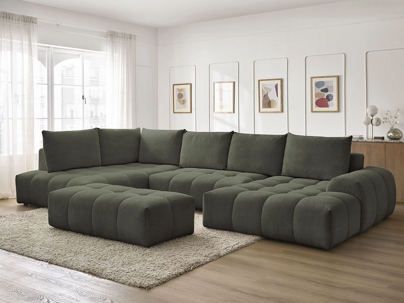 Canapé d'angle panoramique avec pouf BOBOCHIC EVEREST