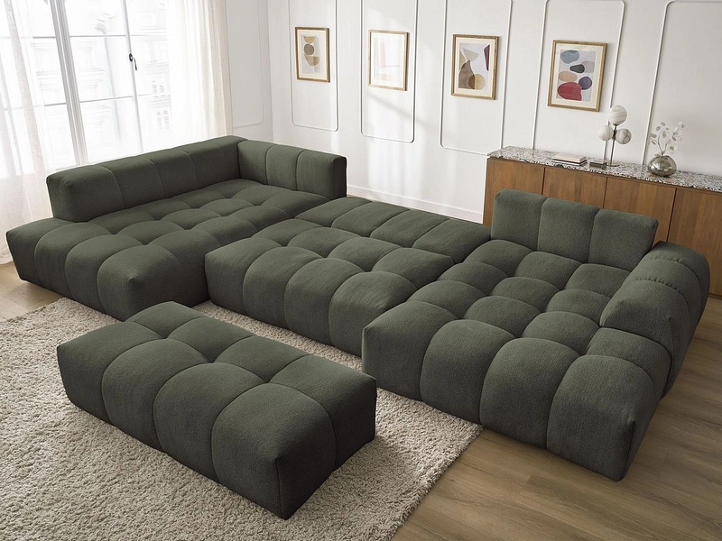 Canapé d'angle panoramique avec pouf BOBOCHIC EVEREST