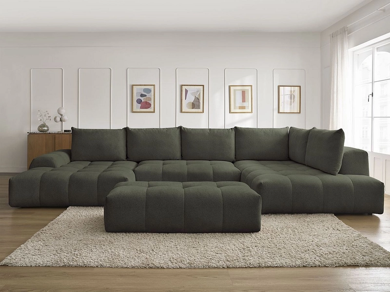 Canapé d'angle panoramique avec pouf BOBOCHIC EVEREST