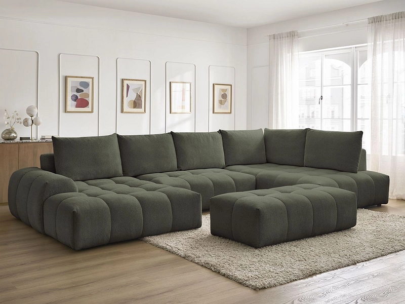 Canapé d'angle panoramique avec pouf BOBOCHIC EVEREST