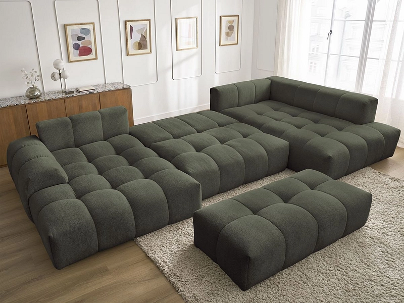 Canapé d'angle panoramique avec pouf BOBOCHIC EVEREST