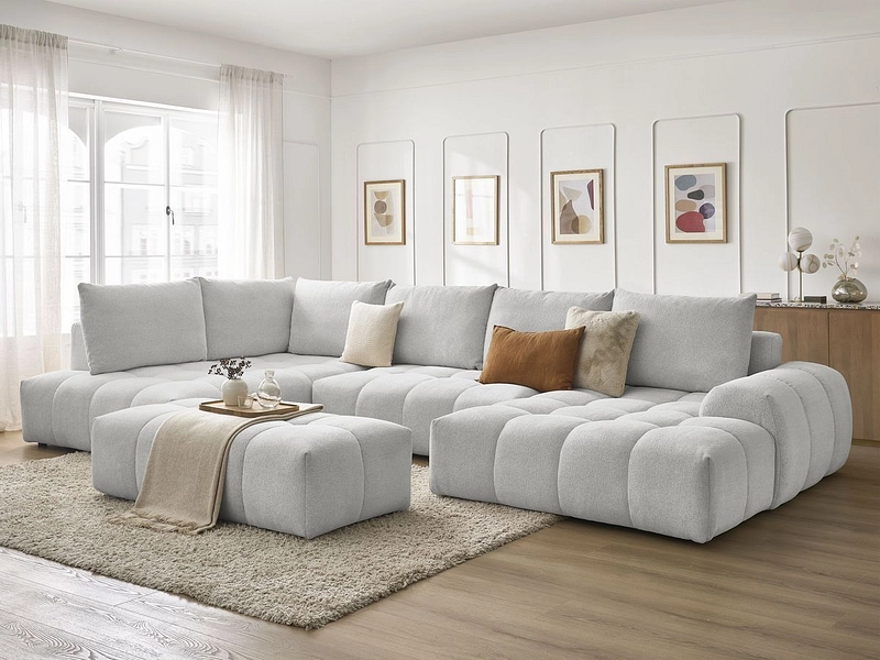 Canapé d'angle panoramique avec pouf BOBOCHIC EVEREST