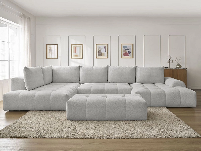 Canapé d'angle panoramique avec pouf BOBOCHIC EVEREST