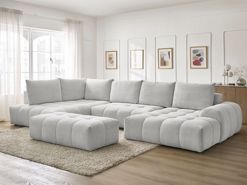 Canapé d'angle panoramique avec pouf BOBOCHIC EVEREST