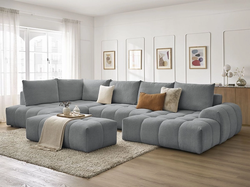 Canapé d'angle panoramique avec pouf BOBOCHIC EVEREST