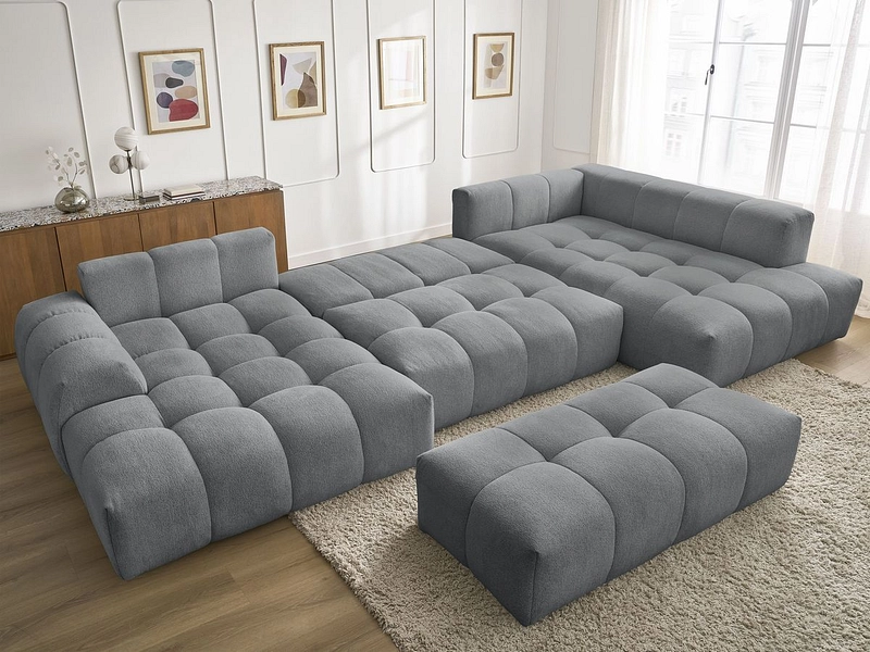 Canapé d'angle panoramique avec pouf BOBOCHIC EVEREST