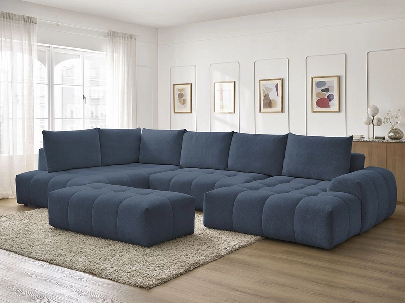 Canapé d'angle panoramique avec pouf BOBOCHIC EVEREST