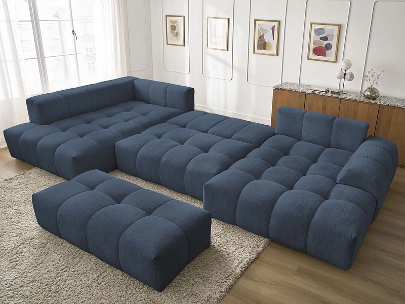 Canapé d'angle panoramique avec pouf BOBOCHIC EVEREST