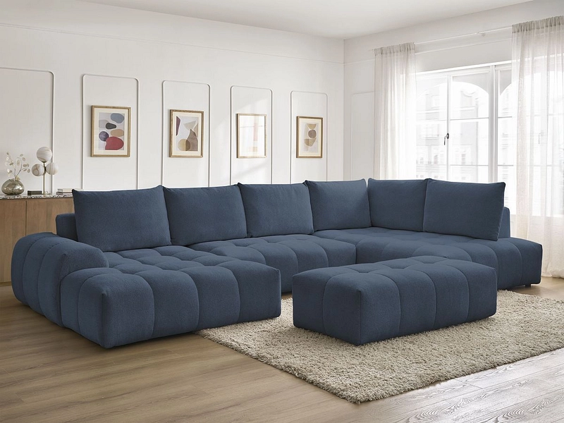 Canapé d'angle panoramique avec pouf BOBOCHIC EVEREST