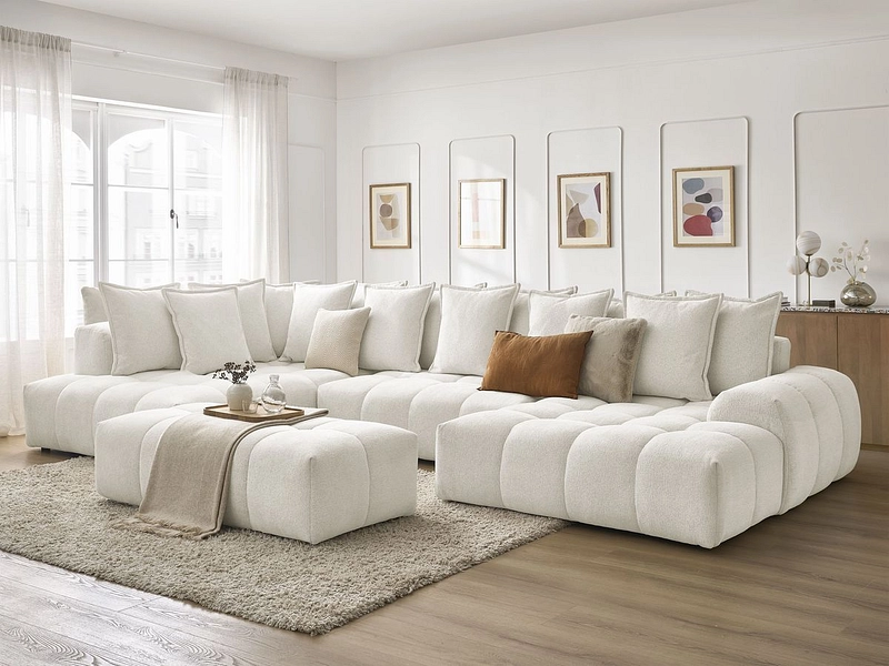 Canapé d'angle panoramique avec pouf BOBOCHIC EVEREST