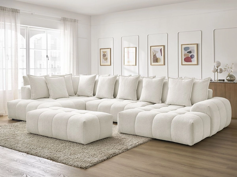 Canapé d'angle panoramique avec pouf BOBOCHIC EVEREST