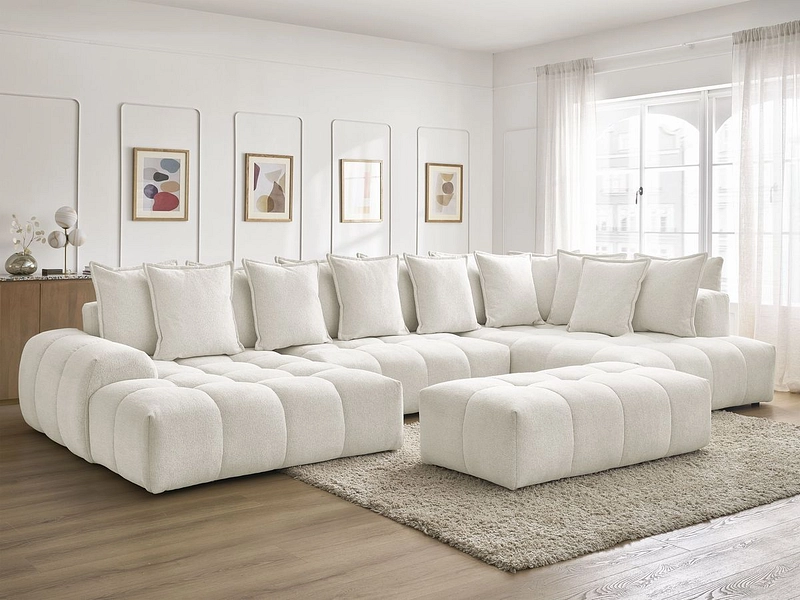 Canapé d'angle panoramique avec pouf BOBOCHIC EVEREST