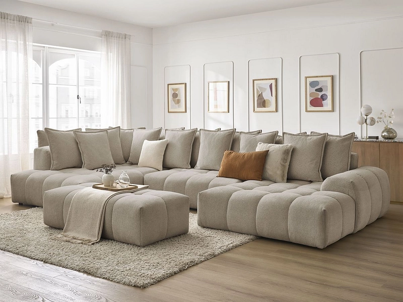 Divano ad angolo panoramico con pouf BOBOCHIC EVEREST