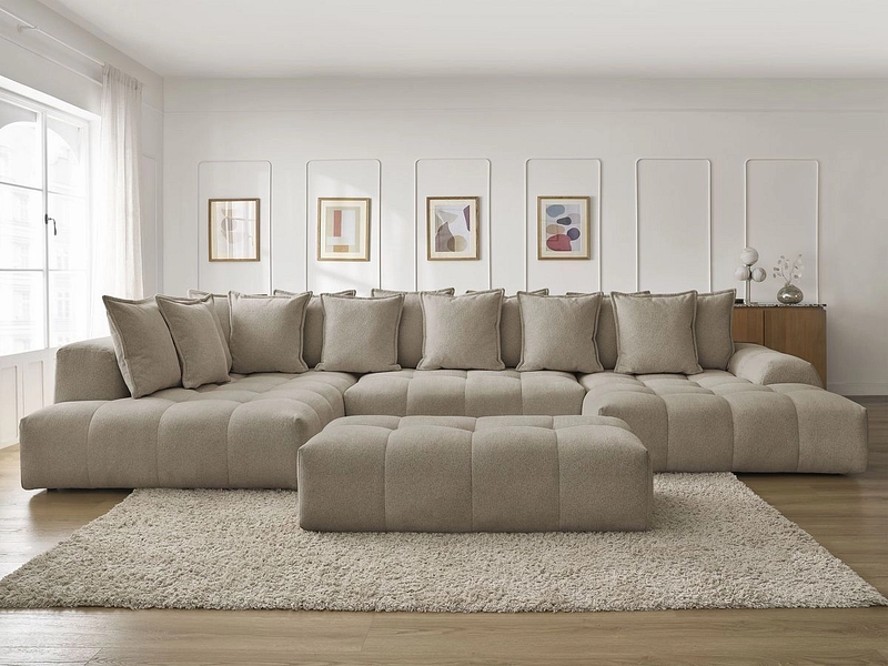 Divano ad angolo panoramico con pouf BOBOCHIC EVEREST