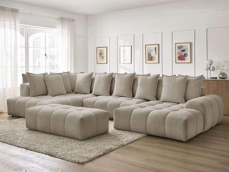 Divano ad angolo panoramico con pouf BOBOCHIC EVEREST