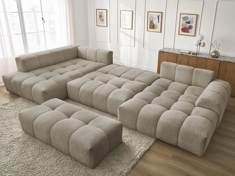 Divano ad angolo panoramico con pouf BOBOCHIC EVEREST