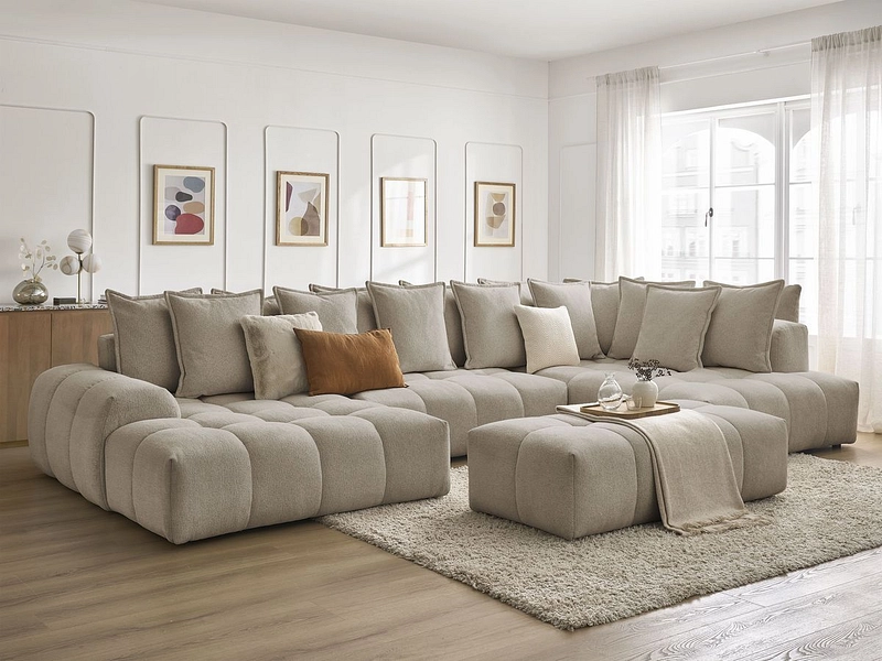 Divano ad angolo panoramico con pouf BOBOCHIC EVEREST