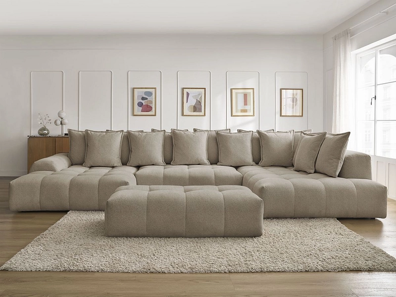 Divano ad angolo panoramico con pouf BOBOCHIC EVEREST