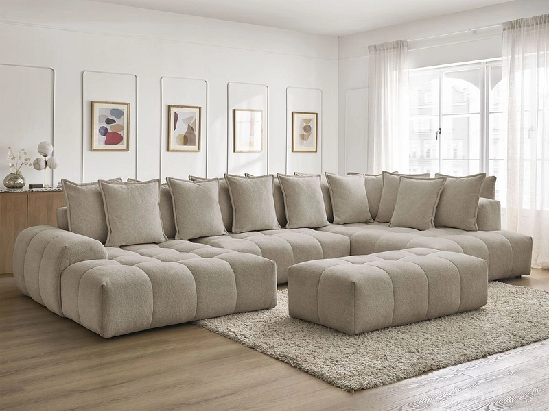 Divano ad angolo panoramico con pouf BOBOCHIC EVEREST