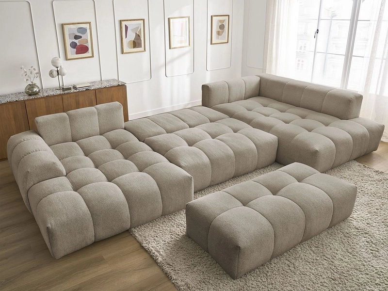 Divano ad angolo panoramico con pouf BOBOCHIC EVEREST