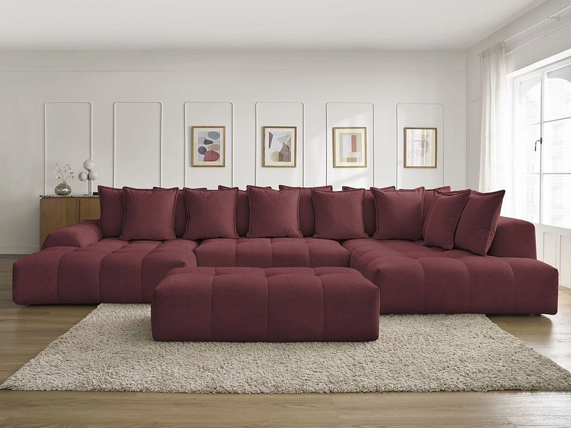 Canapé d'angle panoramique avec pouf BOBOCHIC EVEREST