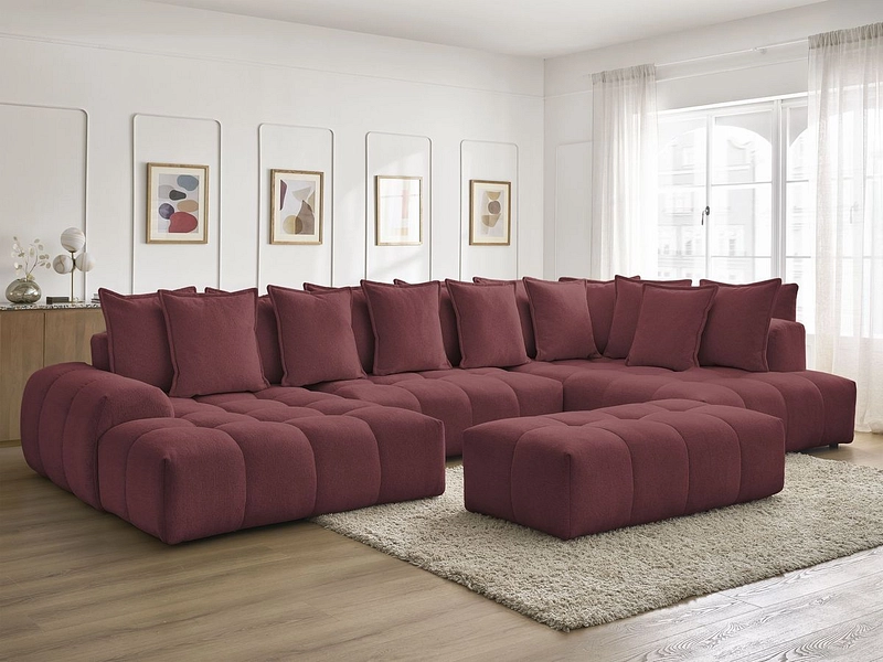 Canapé d'angle panoramique avec pouf BOBOCHIC EVEREST