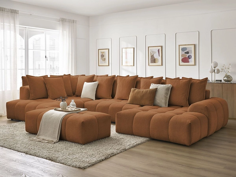 Canapé d'angle panoramique avec pouf BOBOCHIC EVEREST