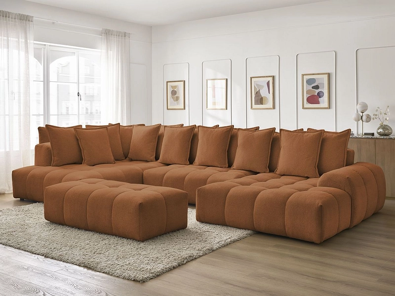 Canapé d'angle panoramique avec pouf BOBOCHIC EVEREST